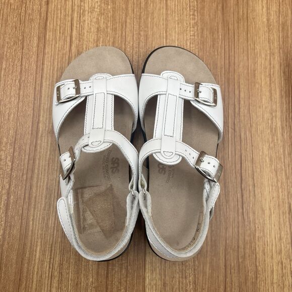 SAS Captiva Women's White Leather  T-Strap Sandals  8.5 M TRIPAD Made in USA - Picture 8 of 10